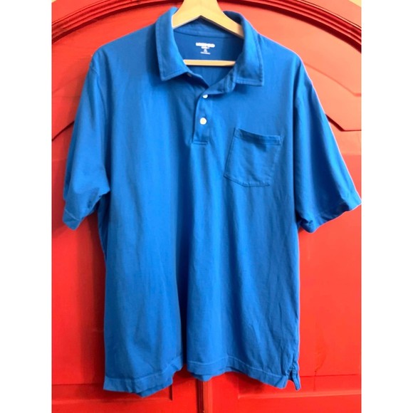 Lot of 2 XL Lands End Polo Shirts Super-T Tailored Fit Blue Light Blue EUC - Picture 2 of 4